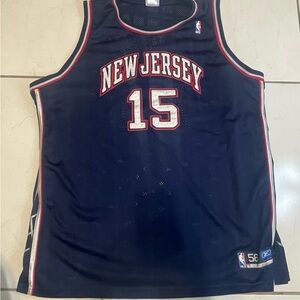 VTG  Vince Carter New Jersey Nets 15 Mens 56 Blue Sewn NBA Reebok Authentic 4XL